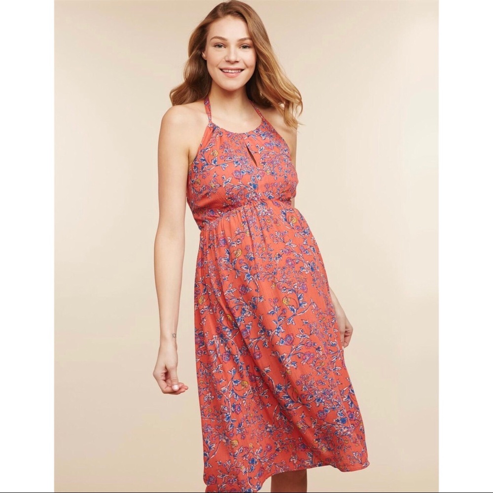 Jessica Simpson Maternity Coral Floral Sun Dress